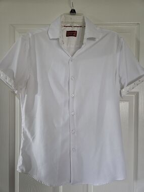 Comfortable White Short-Sleeve Button-Down Shirt by Christopher